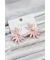 Pembe Renk Kristal Taşlı Lotus Model Kadın Küpe