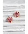Pembe Zirkon Taşlı Düğme veya Manşet Broşu