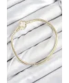 Pirinç Charm Zirkon Taşlı Yonca Model Gold Renk Kadın Bileklik