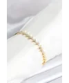 Pirinç Gold Renk Balık Sırtı Model Zirkon Taşlı Kadın Bileklik