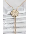 Pirinç Gold Renk Gül Model Asansörlü Kadın Kolye