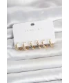 Pirinç Gold Renk Halka Kadın Küpe Seti