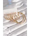 Pirinç Gold Renk Halka Model Kadın Küpe Seti
