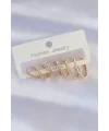 Pirinç Gold Renk İnce Oval Küpe Seti