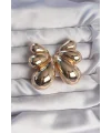 Pirinç Gold Renk İri Bombeli Kelebek Küpe