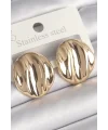 Pirinç Gold Renk İşlemeli Daire Plaka Model Kadın Küpe
