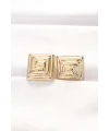 Pirinç Gold Renk Kare Form Küpe