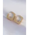 Pirinç Gold Renk Kare Küpe
