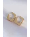 Pirinç Gold Renk Kare Küpe