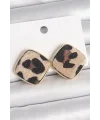 Pirinç Gold Renk Kare Leopar Model Kadın Küpe