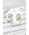 Pirinç Gold Renk Kelebekli Model Zincir Bağlantılı Ear Cuff Küpe Seti