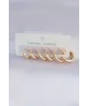 Pirinç Gold Renk Oval Küpe Seti