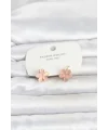 Pirinç Gold Renk Pembe Çiçek Model Çocuk Küpe