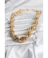 Pirinç Gold Renk Sarmal Halat Model Kadın Kolye