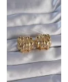 Pirinç Gold Renk Tırtıklı Bombe Model Küpe