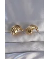 Pirinç Gold Renk Tırtıklı Bombe Model Küpe