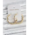 Pirinç Gold Renk Tırtıklı Halka Model Kadın Küpe