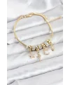 Pirinç Gold Renk Yılan Charmlı Kadın Bileklik