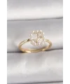 Pirinç Gold Renk Zirkon Taş Detaylı İncili Ayarlanabilir Yüzük