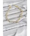 Pirinç Gold Renk Zirkon Taşlı Çiçek Model Kadın Bileklik