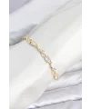 Pirinç Gold Renk Zirkon Taşlı Çiçek Model Kadın Bileklik