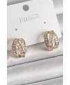 Pirinç Gold Renk Zirkon Taşlı Düğüm Halka Model Kadın Küpe