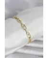Pirinç Gold Renk Zirkon Taşlı Kadın Bileklik