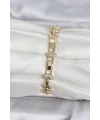 Pirinç Gold Renk Zirkon Taşlı Kadın Bileklik