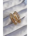 Pirinç Gold Renk Zirkon Taşlı Oval Model Küpe