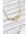 Pirinç Gold Renk Zirkon Taşlı Serenay Kolye