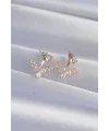Pirinç Gold Renk Zirkon Taşlı V Model Küpe