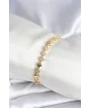 Pirinç Gold Renk Zirkon Taşlı Yonca Model Kadın Bileklik
