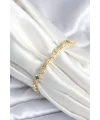 Pirinç Gold Renk Zirkon Taşlı Yonca Model Kadın Bileklik