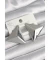 Pirinç Gümüş Renk 3D Üçgen Model Kadın Küpe