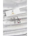 Pirinç Gümüş Renk Çiçek Model 3lü Kadın Küpe
