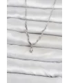 Pirinç Gümüş Renk Damla Model Kadın Kolye