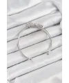 Pirinç Gümüş Renk Kalpli Zirkon Taşlı Kadın Bileklik