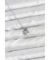 Pirinç Gümüş Renk Minimal Charmlı Kadın Kolye