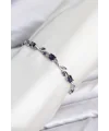 Pirinç Gümüş Renk Mor Zirkon Taşlı Çiçek Model Kadın Bileklik