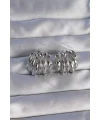 Pirinç Gümüş Renk Tırtıklı Bombe Model Küpe