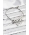 Pirinç Gümüş Renk Uzay Tema Charmlı Kadın Bileklik