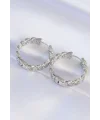 Pirinç Gümüş Renk Zincir Model Halka Küpe