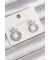 Pirinç Gümüş Renk Zirkon Taşlı Halka Model Çiçek Figür Kadın Küpe