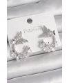 Pirinç Gümüş Renk Zirkon Taşlı Sallantı Detay Kelebek Model Kadın Küpe