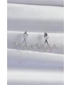 Pirinç Gümüş Renk Zirkon Taşlı Zikzak Küpe
