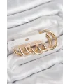 Pirinç Halka Model Gold Renk Kadın Set Küpe