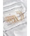Pirinç Halka Model Gold Renk Kadın Set Küpe