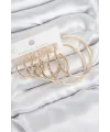 Pirinç Halka Model Gold Renk Kadın Set Küpe