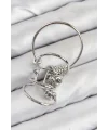 Pirinç Halkalı Model Gümüş Renk Kıkırdak Küpe