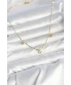 Pirinç Minimal Gold Renk Yonca Model Kadın Kolye